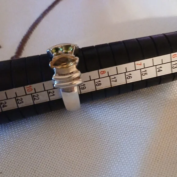 Citrine and Peridot 925 Silver Ring, Size 9 - Picture 6 of 6